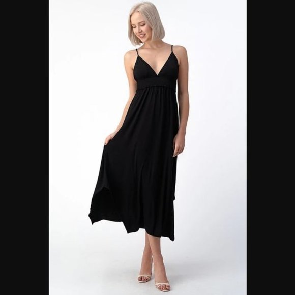 long black strappy maxi dress